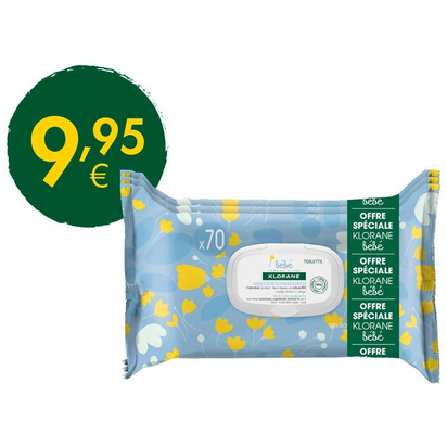 Klorane Pack Triplo Bebé Toalhitas De Limpezas Suaves 70 Uds